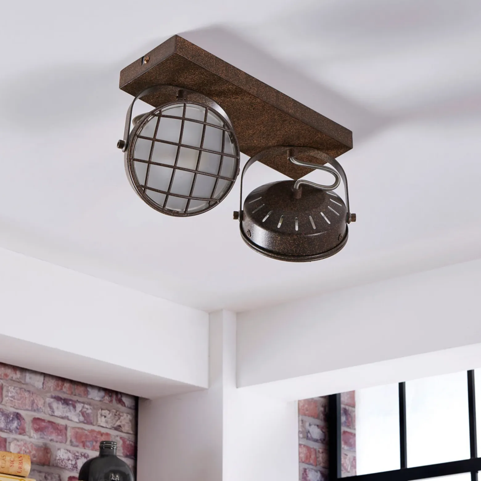 Lindby Foco Tamin, color óxido, 2 luces, cristal, G9
