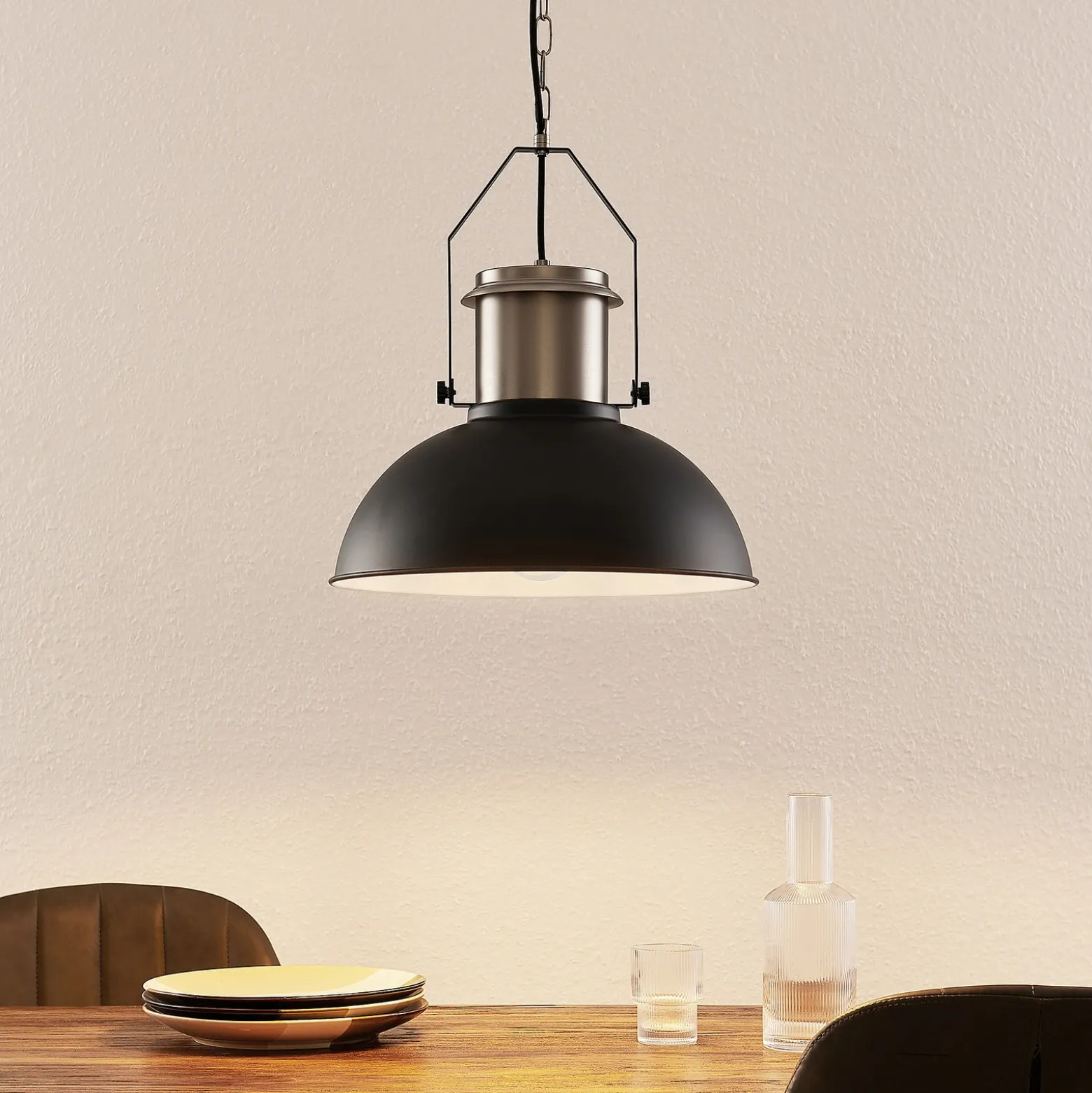 Lindby Freitjof lámpara colgante negro/níquel mate