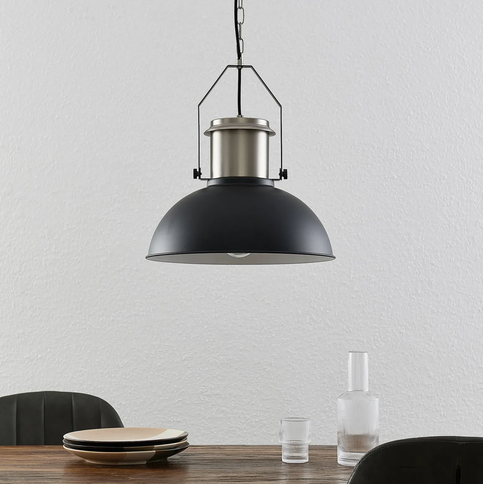 Lindby Freitjof lámpara colgante negro/níquel mate