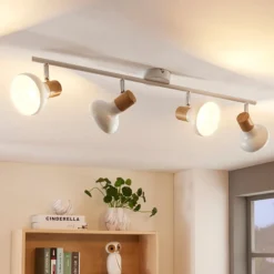 Lindby Fridolin downlight de techo, 70 cm, 4 luces, blanco, metal