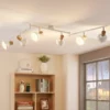 Lindby Fridolin downlight de techo, 160cm, 6 luces, blanco, metal