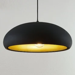 Lindby Gerwina lámpara colgante, negro/oro, metal, 40 cm, E27