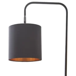 Lindby Hinay lámpara de pie textil negro/oro