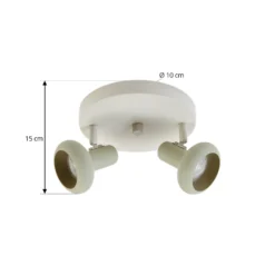 Lindby Huby downlight de techo, 2 luces, crema/verde claro, hierro