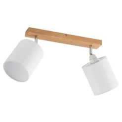 Lindby Imarin downlight, 2 luces, roble/blanco