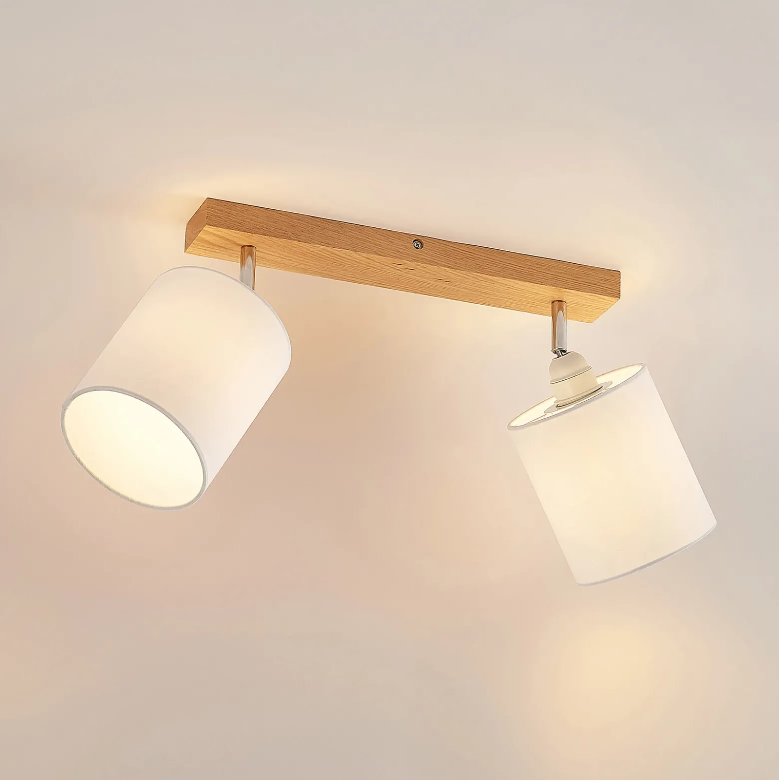 Lindby Imarin downlight, 2 luces, roble/blanco