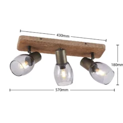Lindby Ineska foco de techo, 3 luces, angular