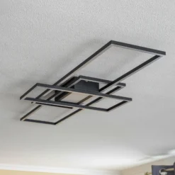 Lindby Ismera Lámpara de techo LED 3 marcos, antracita