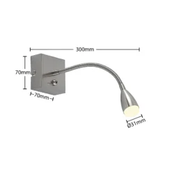 Lindby Jolka Brazo de lectura LED, interruptor, níquel