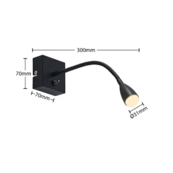 Lindby Jolka brazo de lectura LED, interruptor, negro mate