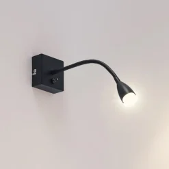 Lindby Jolka brazo de lectura LED, interruptor, negro mate