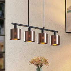 Lindby Joudy colgante, 4 luces, bronce oscuro