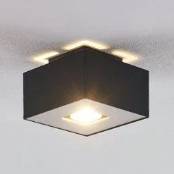 Lindby Kasi plafón, negro 1 luz 14 x 14 cm
