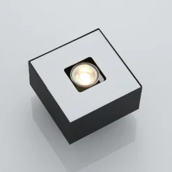 Lindby Kasi plafón, negro 1 luz 14 x 14 cm