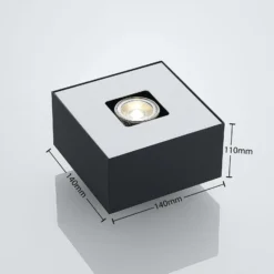 Lindby Kasi plafón, negro 1 luz 14 x 14 cm