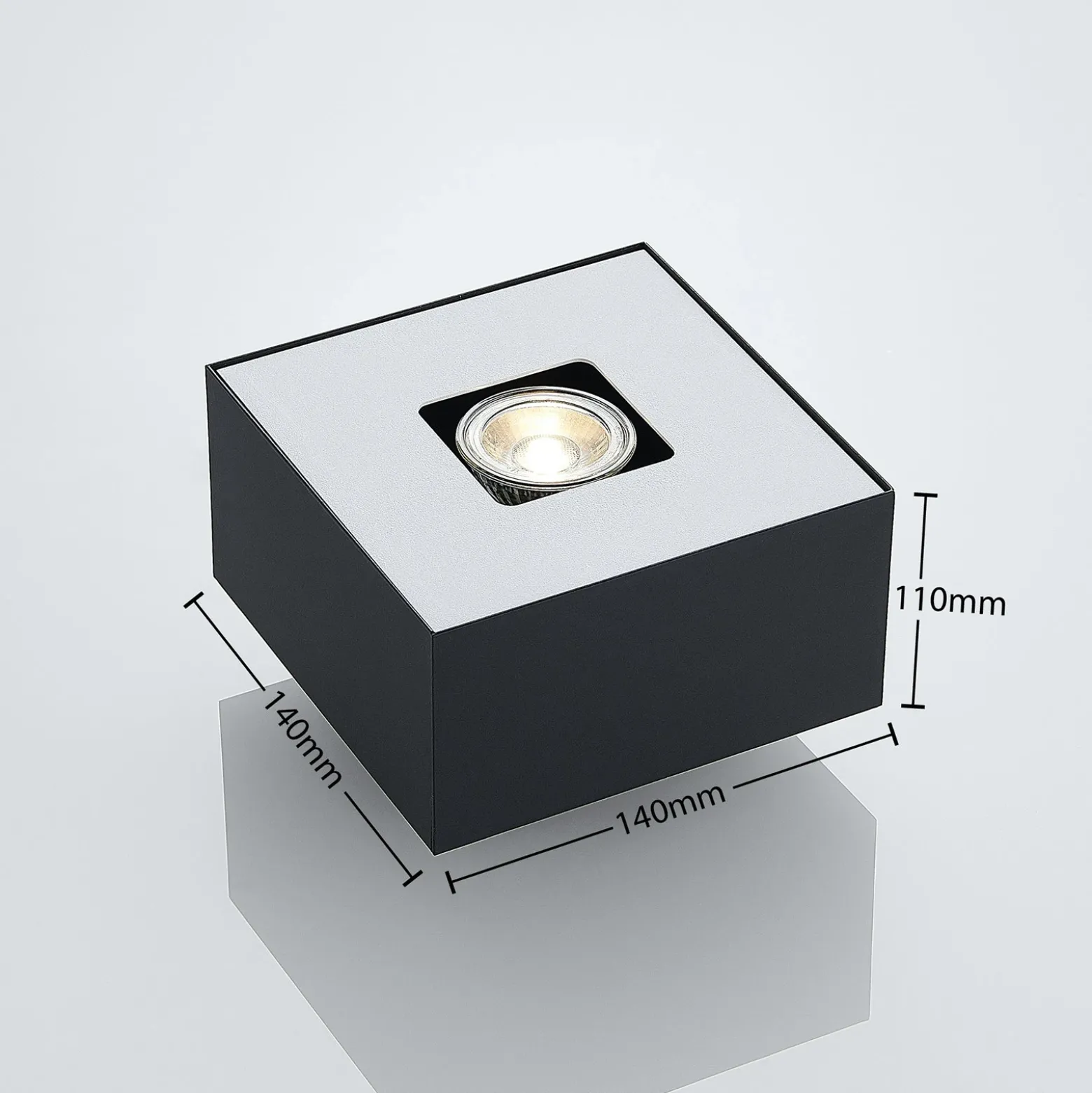 Lindby Kasi plafón, negro 1 luz 14 x 14 cm