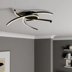 Lindby Katris lámpara LED de techo, 58 cm, negro