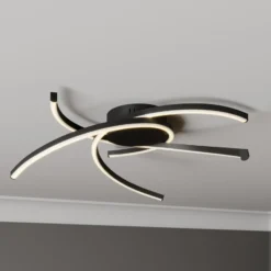 Lindby Katris lámpara LED de techo, 58 cm, negro