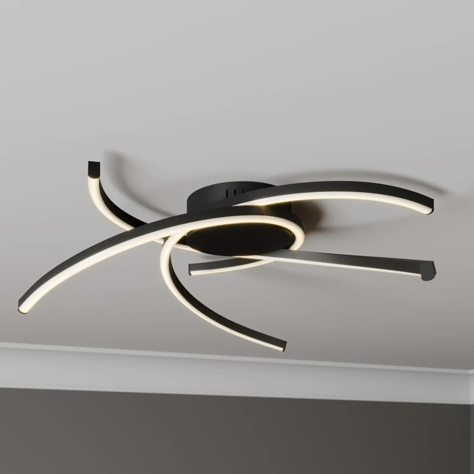 Lindby Katris lámpara LED de techo, 58 cm, negro