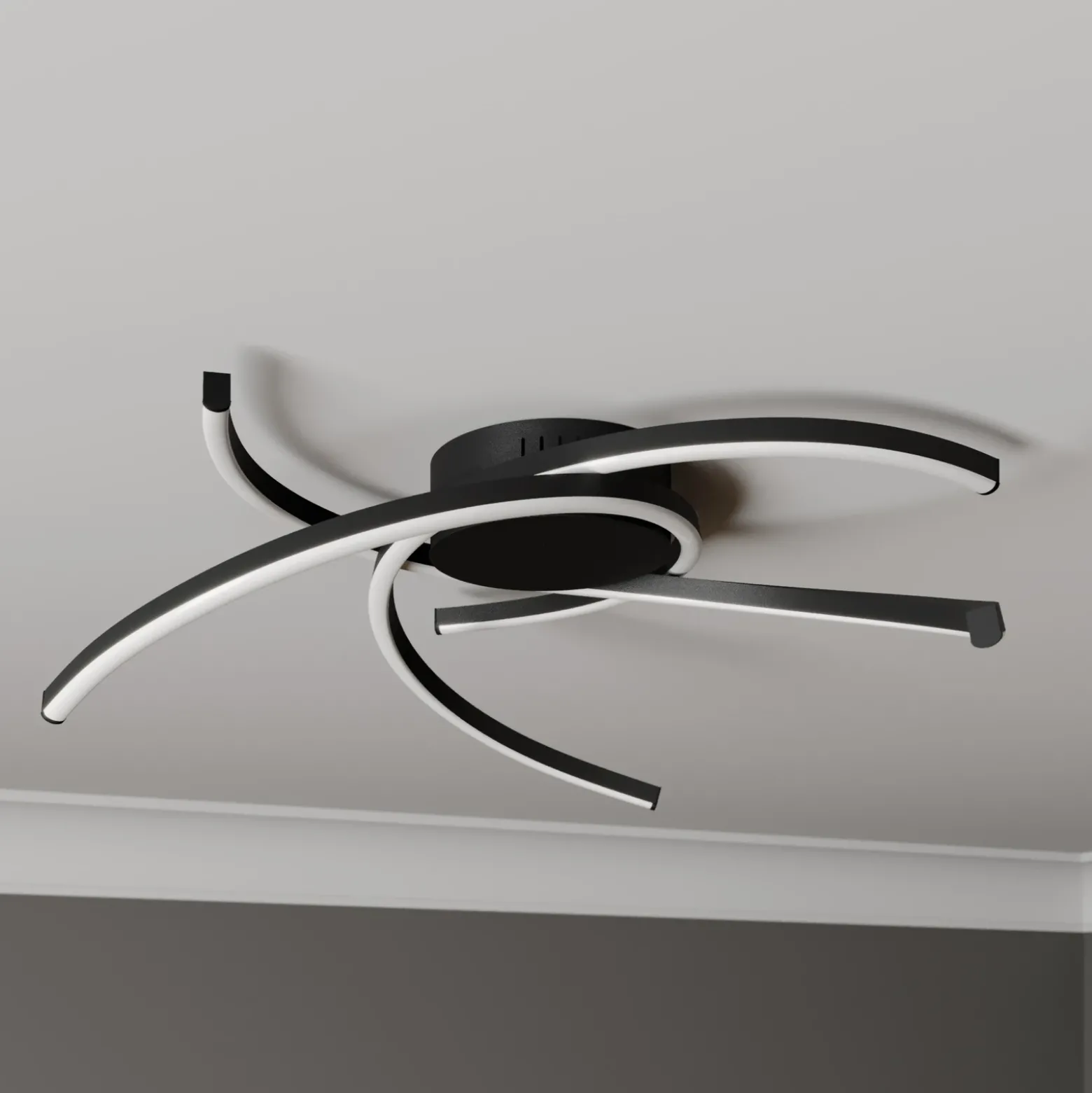 Lindby Katris lámpara LED de techo, 58 cm, negro