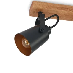 Lindby Kimban downlight de techo, 5 luces, 106 cm, madera, metal