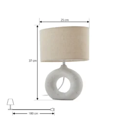 Lindby Kody lámpara de mesa, beige, textil, cerámica, 37 cm