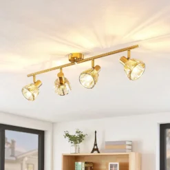 Lindby Kosta lámpara de techo, 4 luces, latón