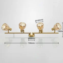 Lindby Kosta lámpara de techo, 4 luces, latón