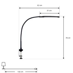 Lindby LED lámpara de pinza Nilay, altura 70 cm, CCT, oficina en casa