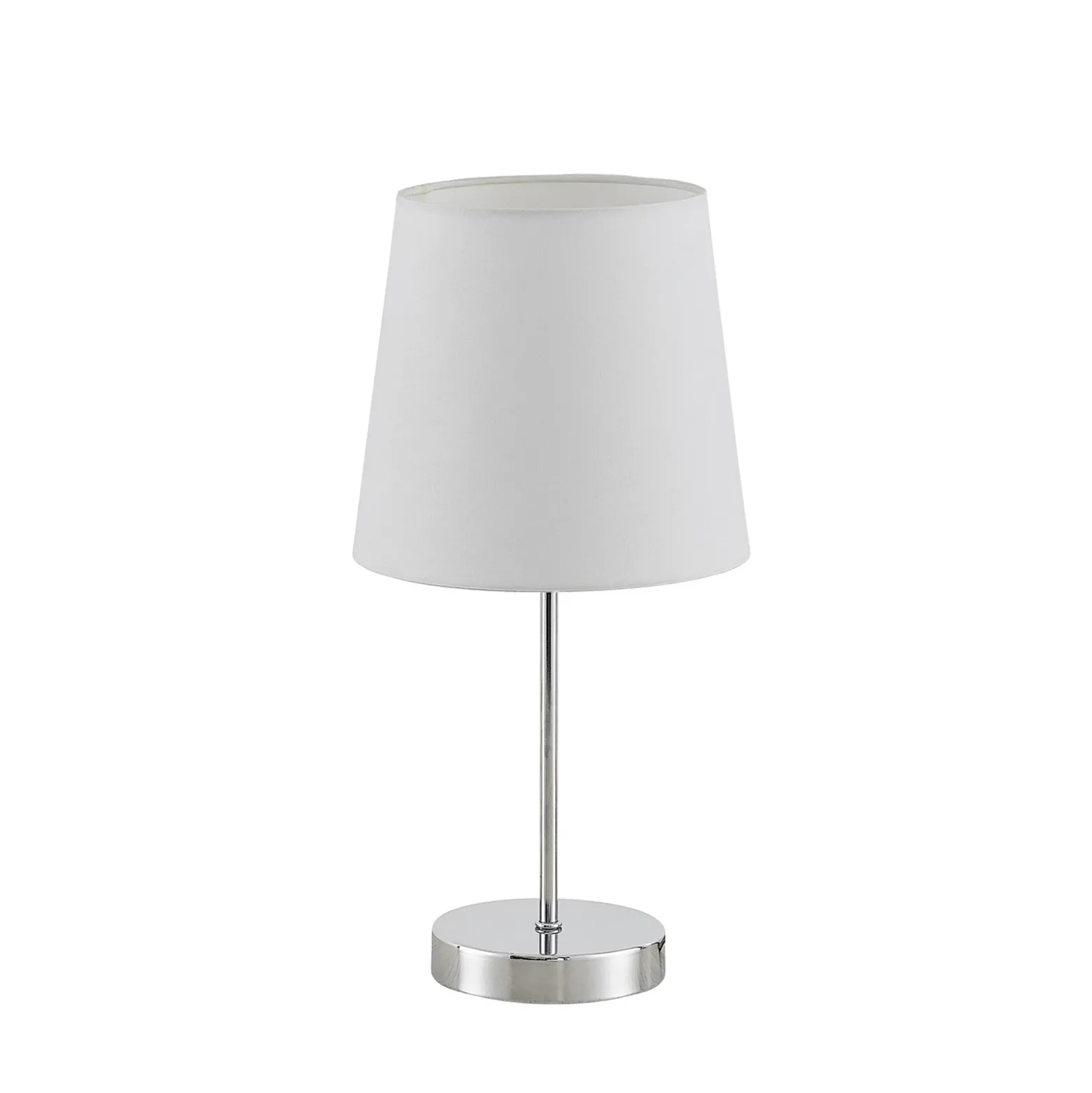 Lindby Leza lámpara de mesa cromo, pantalla blanca