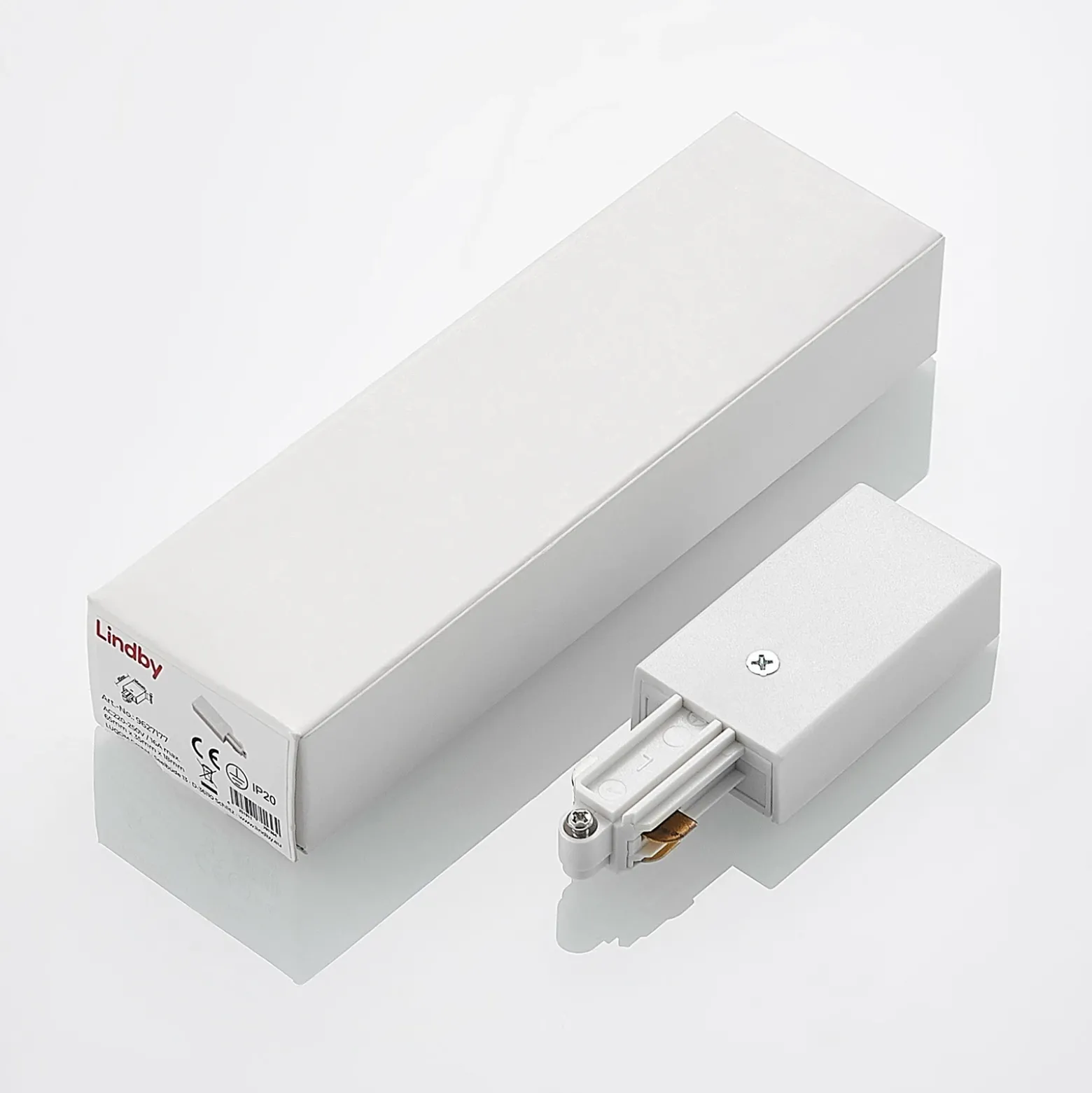 Lindby Linaro alimentación de red, blanco, sistema de riel monofásico