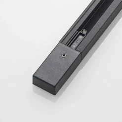 Lindby Linaro alimentación de red, negro, sistema de riel monofásico