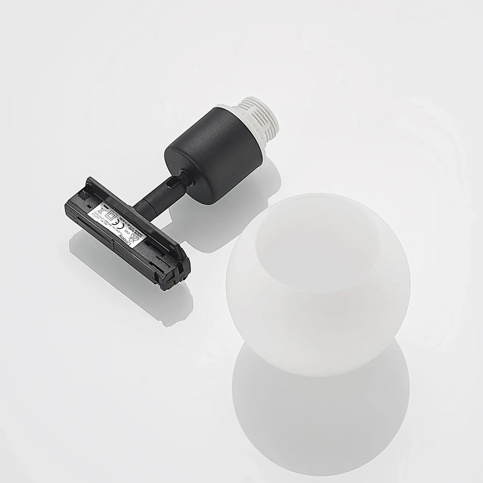 Lindby Linaro foco de riel, E14, negro, Ø 10 cm, 1 fase