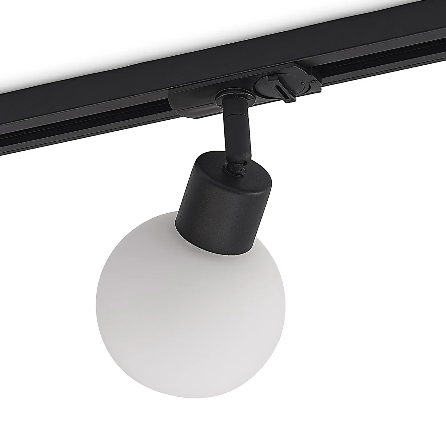 Lindby Linaro foco de riel, E14, negro, Ø 10 cm, 1 fase