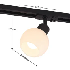 Lindby Linaro foco de riel, E14, negro, Ø 10 cm, 1 fase