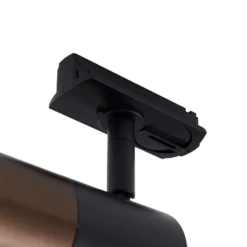 Lindby Linaro foco de riel, GU10, Ø 6 cm, negro/marrón