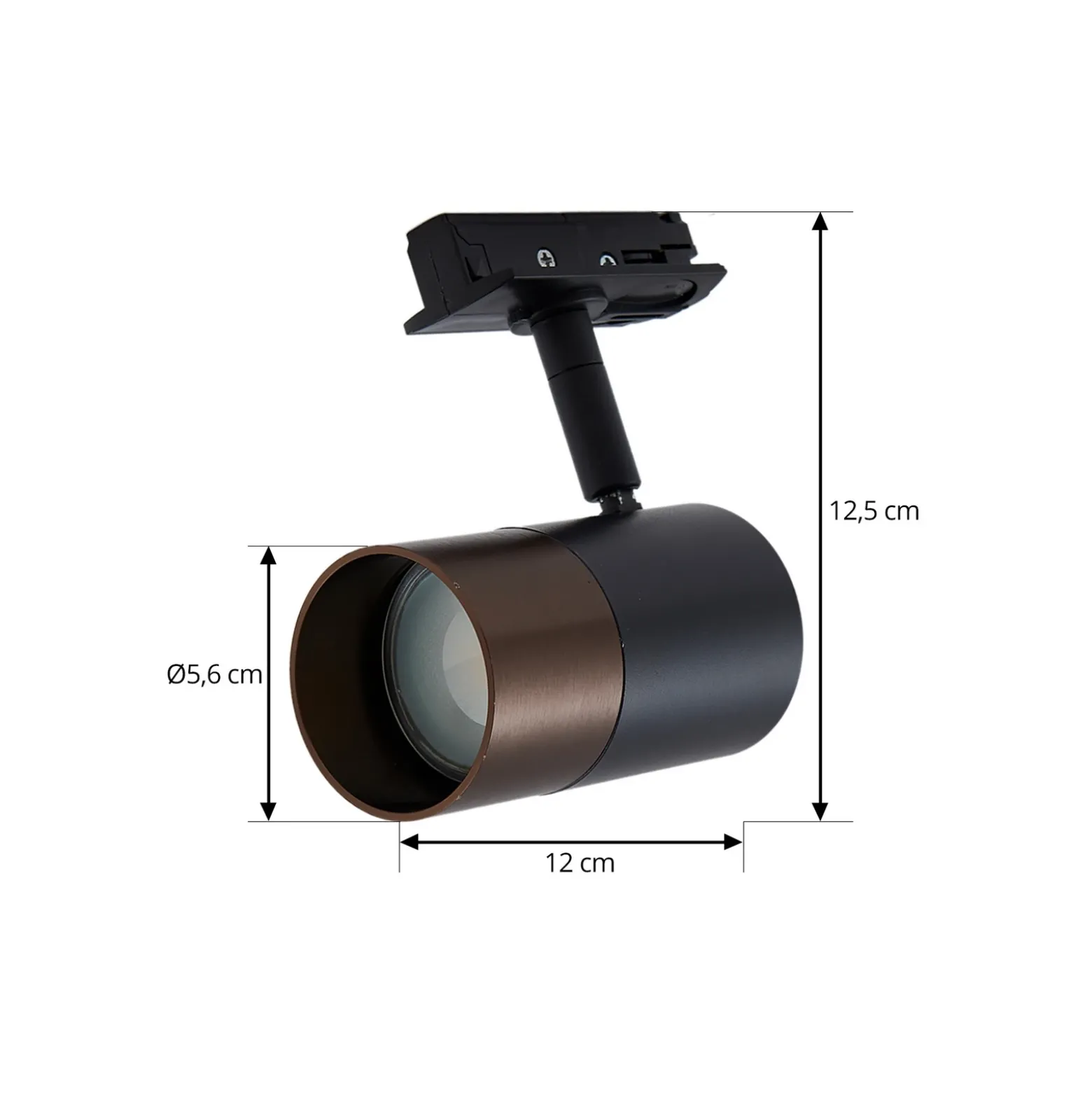 Lindby Linaro foco de riel, GU10, Ø 6 cm, negro/marrón