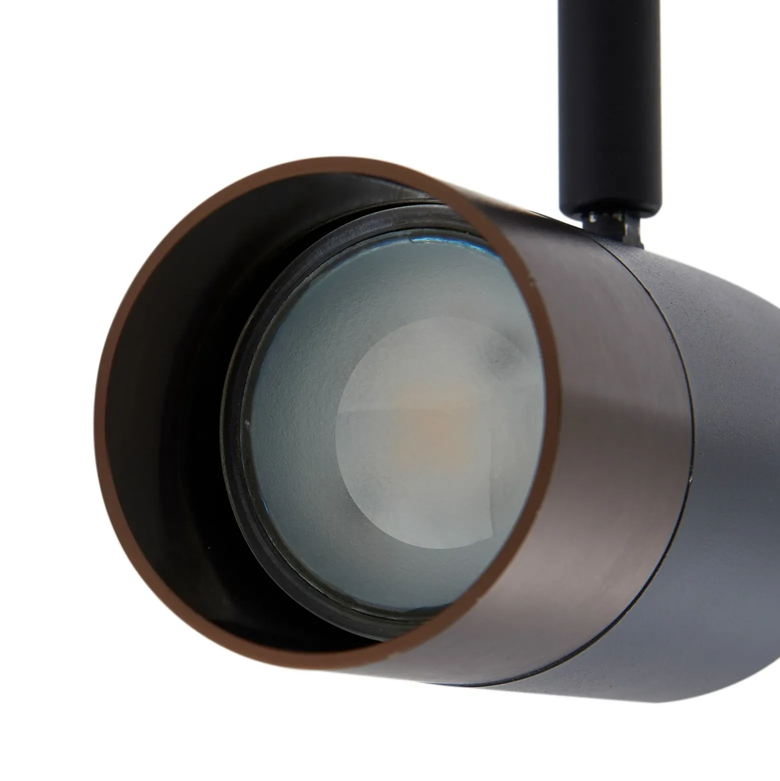 Lindby Linaro foco de riel, GU10, Ø 6 cm, negro/marrón