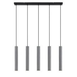 Lindby lámpara colgante Concretto, 100 cm, gris, 5 luces, hormigón
