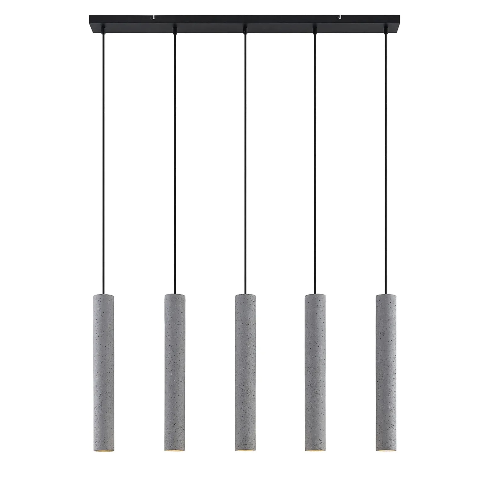 Lindby lámpara colgante Concretto, 100 cm, gris, 5 luces, hormigón