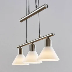 Lindby lámpara colgante Delira, 3 luces, níquel, regulable en altura