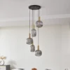 Lindby Lámpara colgante Doroteo, 5 luces, gris, cristal