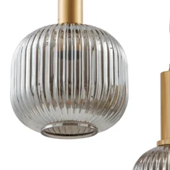 Lindby Lámpara colgante Doroteo, 5 luces, gris, cristal
