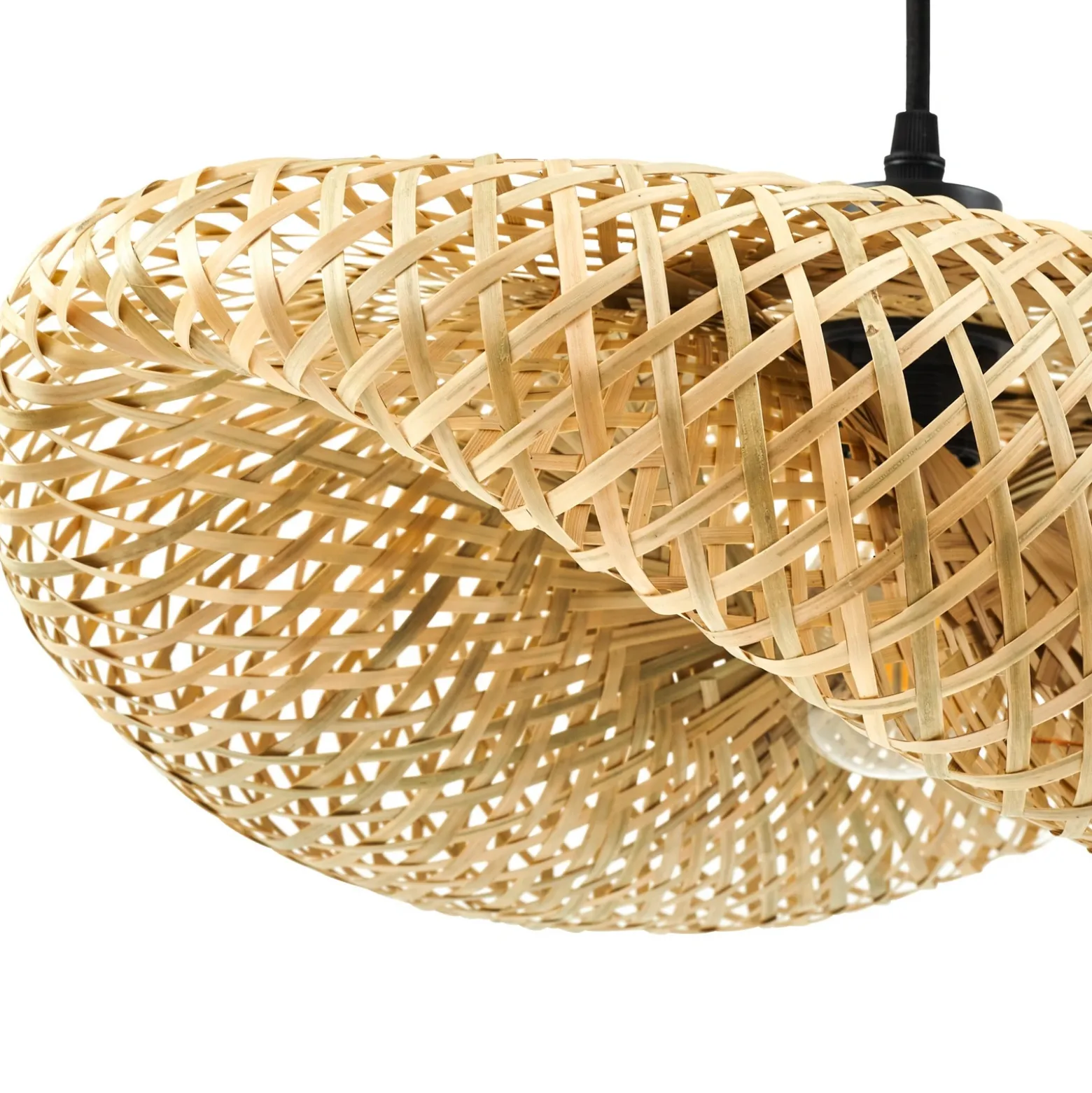 Lindby lámpara colgante Eleane, bambú, natural, longitud 50 cm, E27