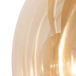 Lindby lámpara colgante Enrique, ámbar, 4 luces, cristal, madera, E27