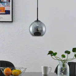 Lindby Lámpara colgante Jurian 1 luz, negro/humo