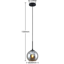 Lindby Lámpara colgante Jurian 1 luz, negro/humo