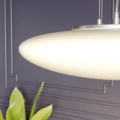 Lindby Lámpara colgante LED Gunda, blanco, cristal, Ø 47 cm, atenuable