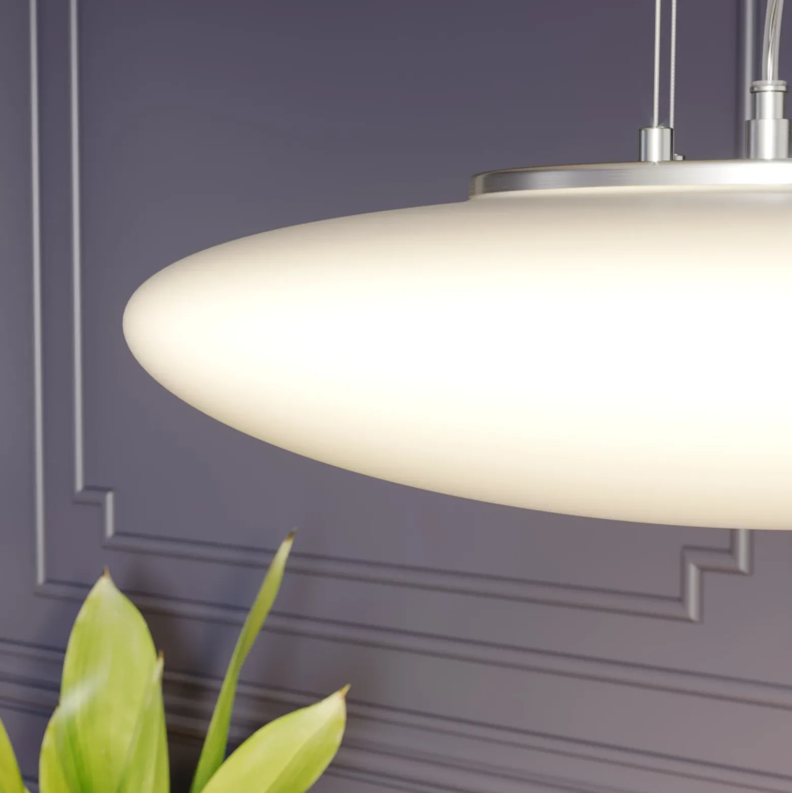 Lindby Lámpara colgante LED Gunda, blanco, cristal, Ø 47 cm, atenuable
