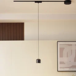 Lindby lámpara colgante LED Lumaro,negro,Ø8,2cm,aluminio,48V,atenuable